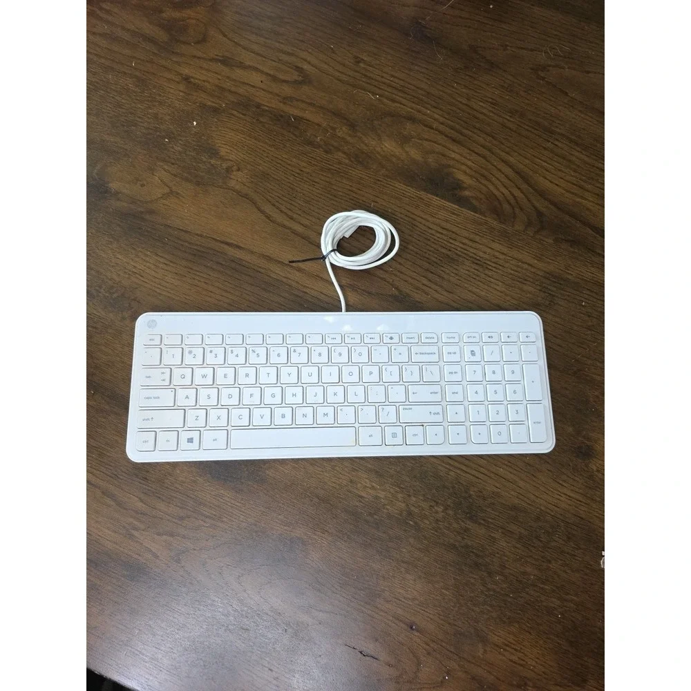 HP‎ KBAH21 USB Wired Super Slim Thin White PC Keyboard Lightweight Z1